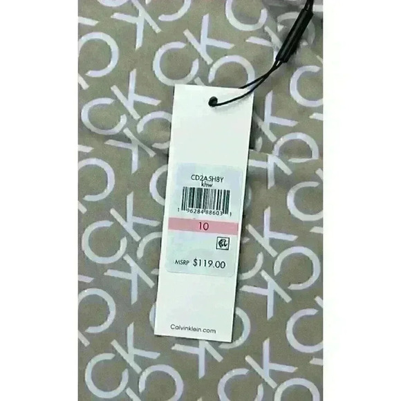 NEW! Calvin Klein Women's Size 10 Logo-Print Tie Waist Shirt Dress NWT $119 - Picture 3 of 3